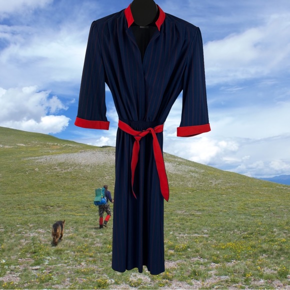 Vintage LeHigh 3/4 Sleeve Dress w/ Shoulder Pads Size *18 - Picture 5 of 13